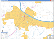 Jefferson City  Wall Map Basic Style